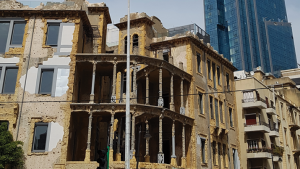 Old building next to a new building in Beirut