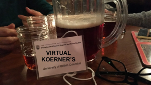 A jug of beer on a table at UBC's Koerner's Pub