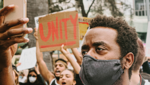 Man in a protest