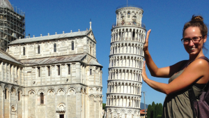 Gabrielle Ehling near the leaning tower of Pisa in Italy