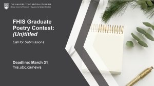 FHIS Graduate Student Poetry Contest: Call for Submissions