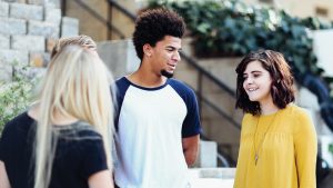 students talking
