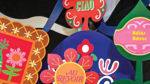 Graphic that says 'Ciao' and 'au revoir'